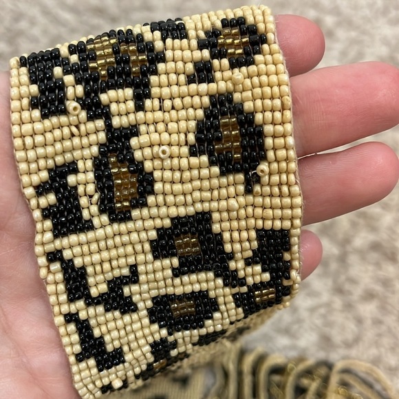 Heavy Fully Beaded Cheetah Printed Belt with Beaded Tassels - Picture 7 of 7